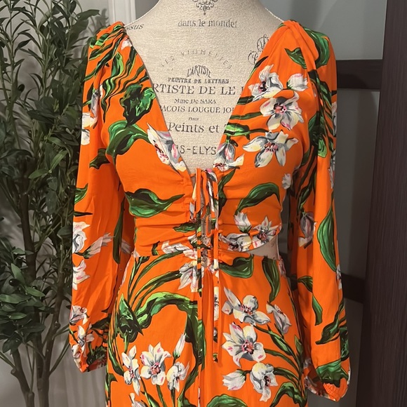 Zara Orange Floral Maxi Dress - Picture 2 of 5